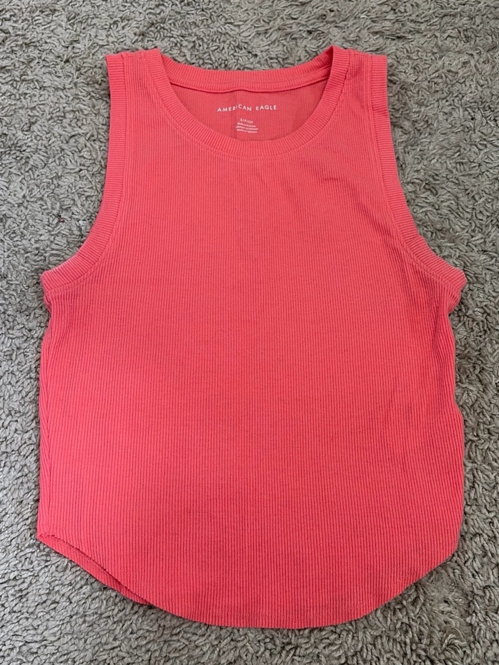 American Eagle Outfitters Coral Ribbed Crewneck Tank
